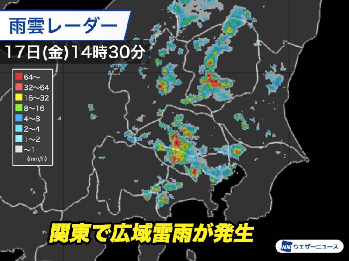関東で広域雷雨 レベル4大雨危険警報も発表（ウェザーニュース